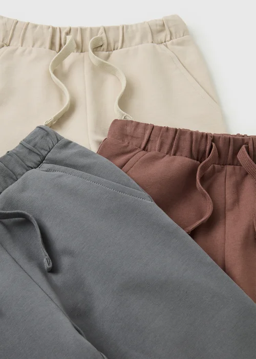 3 Pack Boys Charcoal Beige & Stone Jogging Bottoms (1-8yrs) - 1-1.5 Yrs Image 2