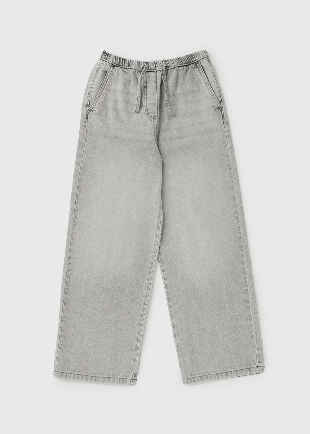 Girls Grey Lightweight Wide Leg Jeans (7-15yrs) - 7 Yrs Image 1