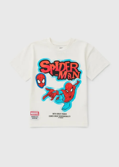 Marvel Spider-Man Boys Cream T-Shirt (4-13yrs) - 6-7 Yrs Image 1