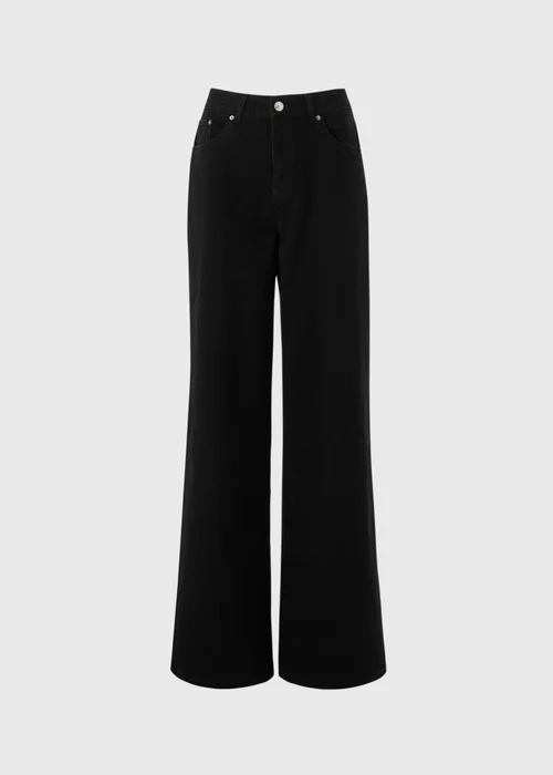 Black Stretch Wide Leg Jeans - 24/L29 Image 5