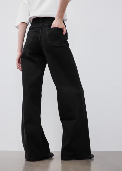 Black Stretch Wide Leg Jeans - 24/L29 Image 2