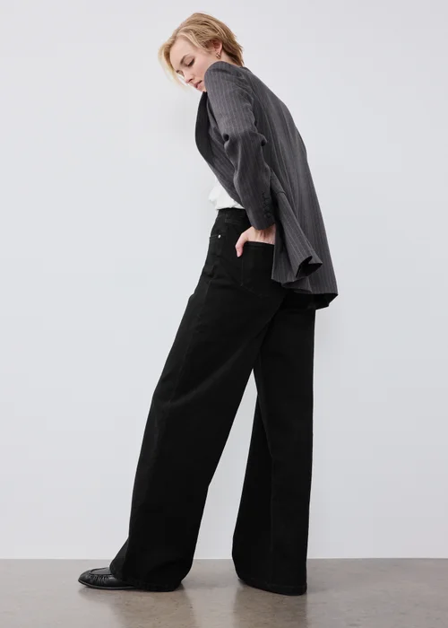 Black Stretch Wide Leg Jeans - 24/L29 Image 3