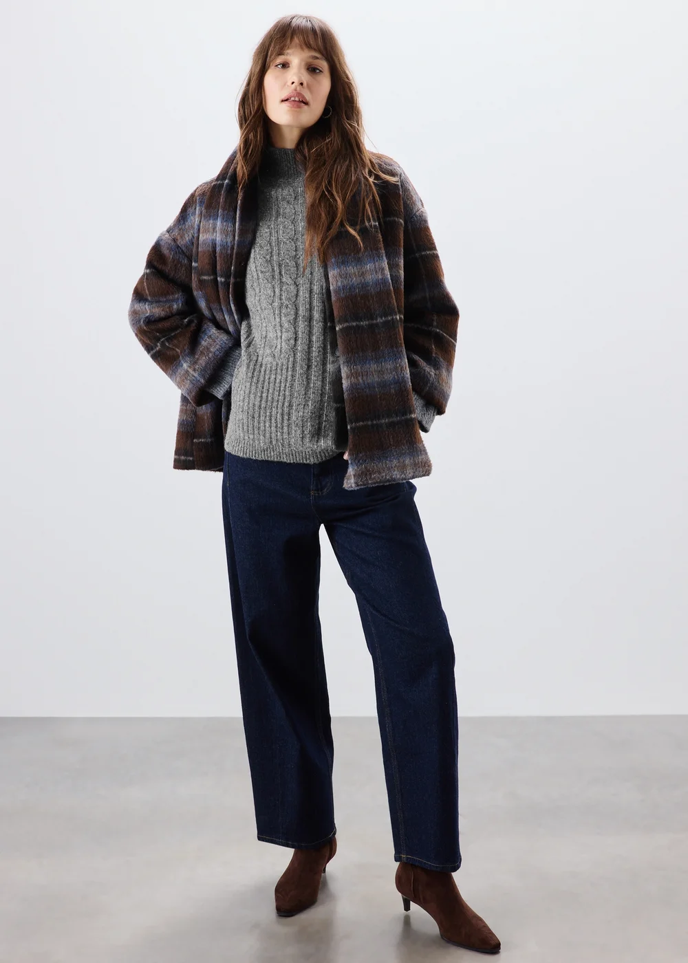 Grey High Neck Baby Cable Jumper - S Image 1