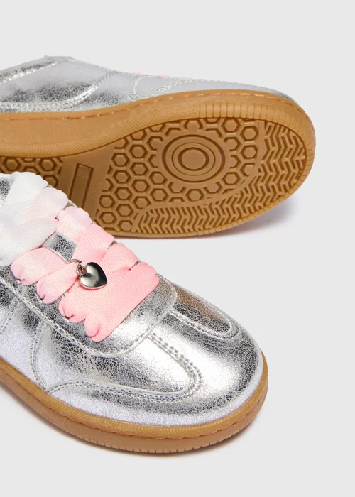 Girls Silver Panel Trainers (Younger 10-Older 5) - 12 Infants Image 2