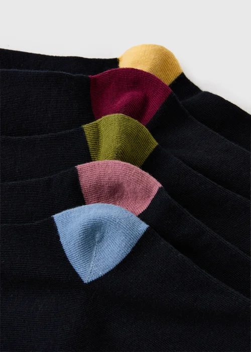 5 Pack Black Heel & Toe Ankle Socks - 6-8.5 Image 2