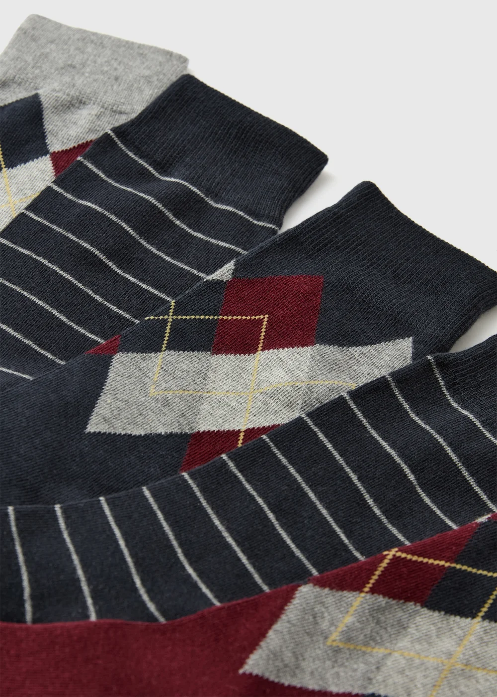 5 Pack Burgundy Argyle Pattern Ankle Socks - 6-8.5 Image 2