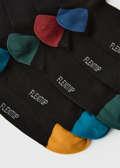 5 Pack Black Flexi Top Ankle Socks - 6-8.5 Image 2