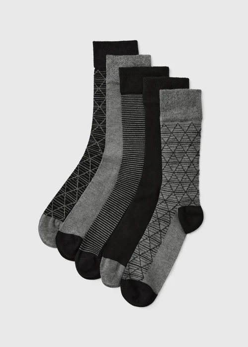 5 Pack Black Diamond Flexi Top Socks - 6-8.5 Image 1