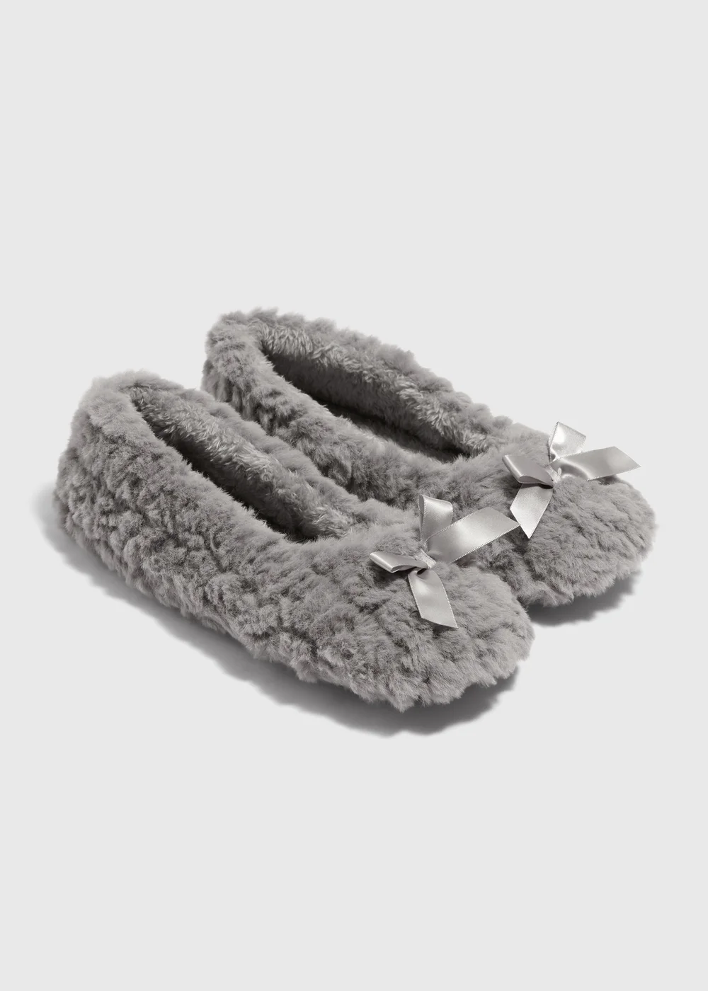 Grey Faux Fur Ballet Slipper - 3 Image 1