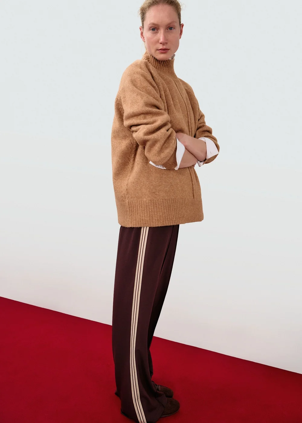 Camel Funnel Neck Jumper - XS Image 2