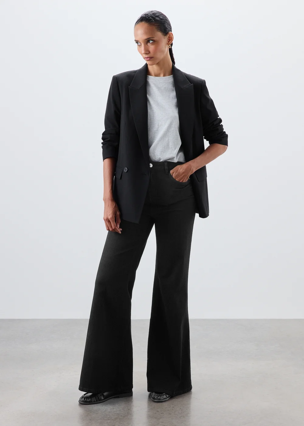 Black Flared Leg Jeans - 24/L29 Image 1