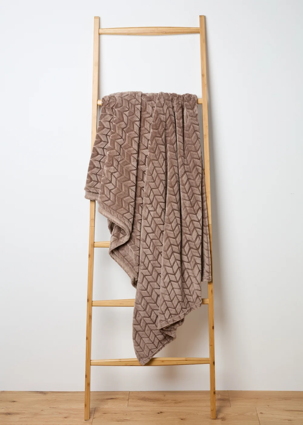 Taupe Chevron Embossed Fleece Throw Image 1