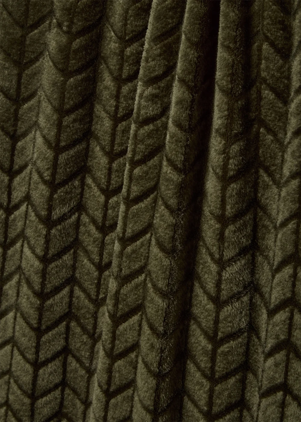 Olive Chevron Embossed Fleece Throw Image 2