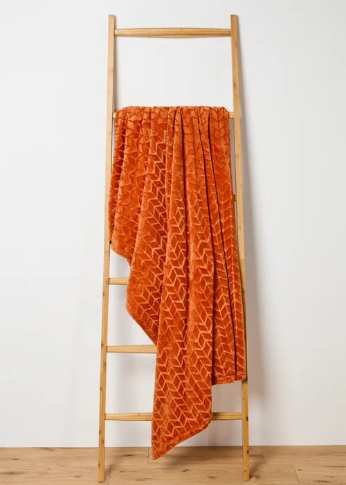 Rust Embossed Fleece Throw Image 1
