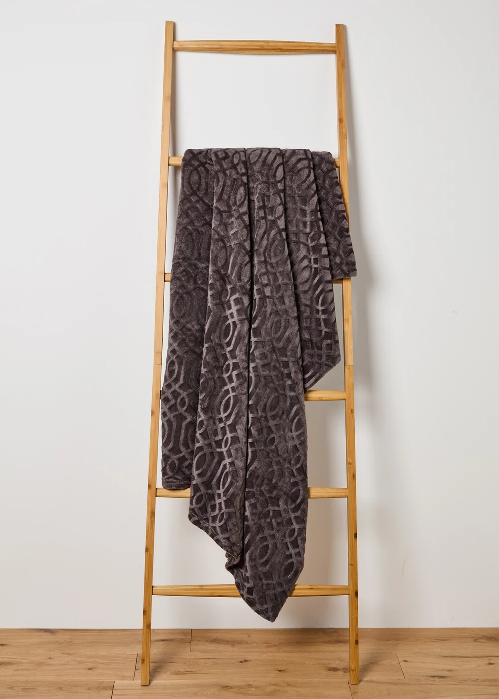 Charcoal Embossed Fleece Throw Image 1