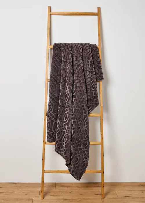 Charcoal Embossed Fleece Throw Image 1