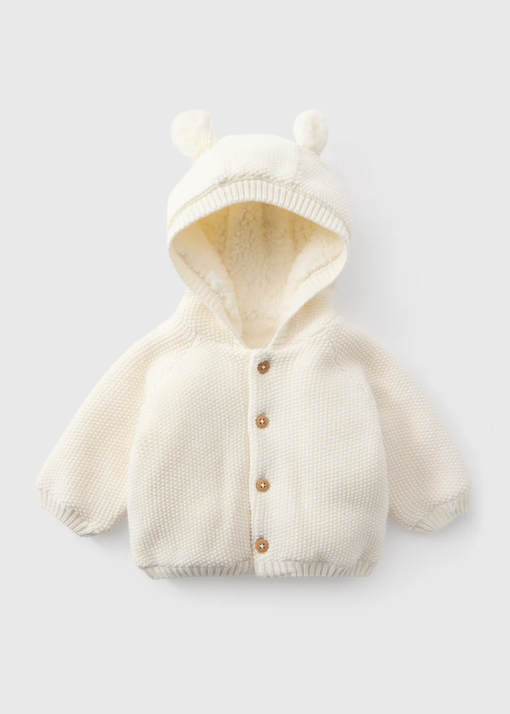 Baby Cream Borg Lined Cardigan (0-23mths) - Up to 1 Month Image 1
