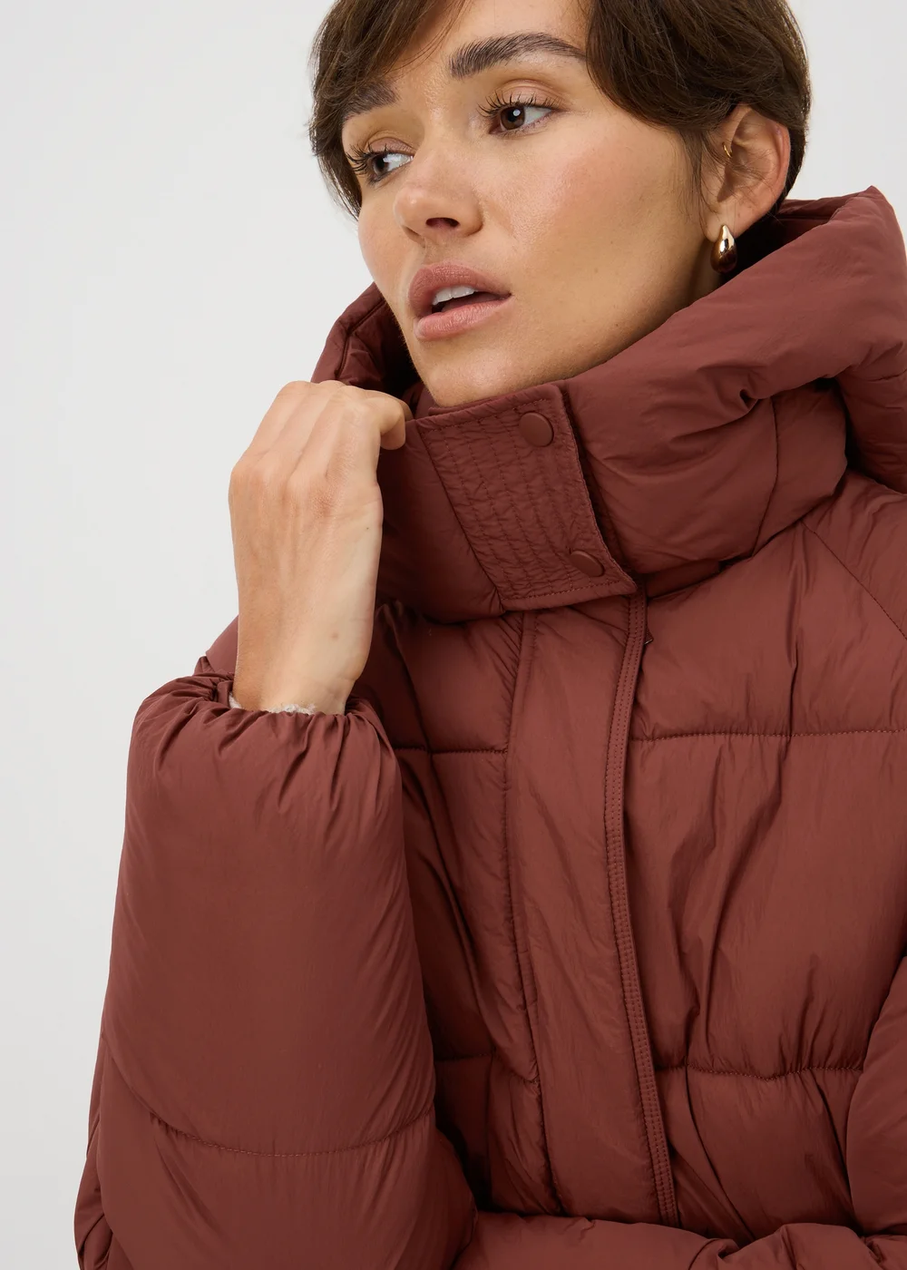 Terracotta Padded Mid-Length Coat - S Image 2