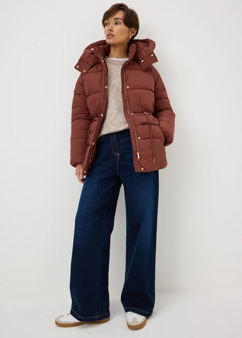Terracotta Padded Mid-Length Coat - S Image 1