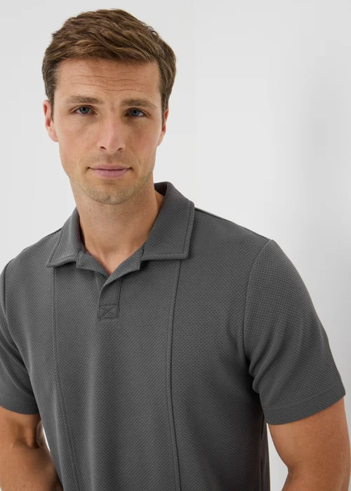 Dark Grey Jacquard Smart Co Ord Polo Shirt - XS Image 3