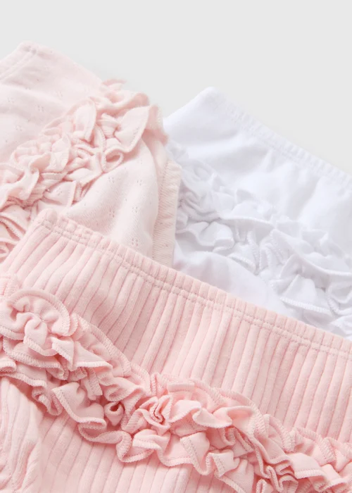 3 Pack Baby Pink Frill Knickers (0-23mths) - Up to 1 Month Image 2