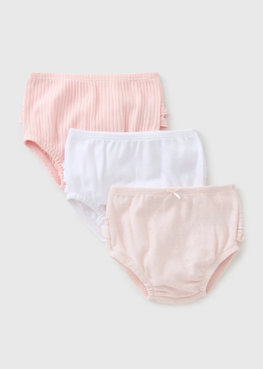 3 Pack Baby Pink Frill Knickers (0-23mths) - Up to 1 Month Image 1