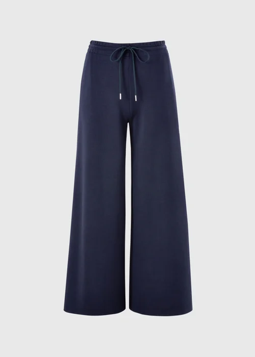 Navy Scuba Wide Leg Co Ord Trousers - 26/L29 Image 3