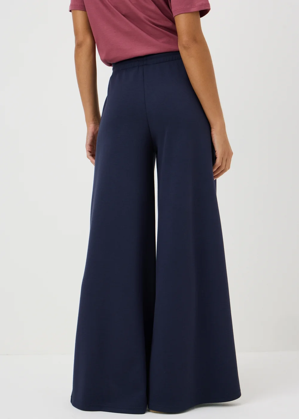 Navy Scuba Wide Leg Co Ord Trousers - 26/L29 Image 2