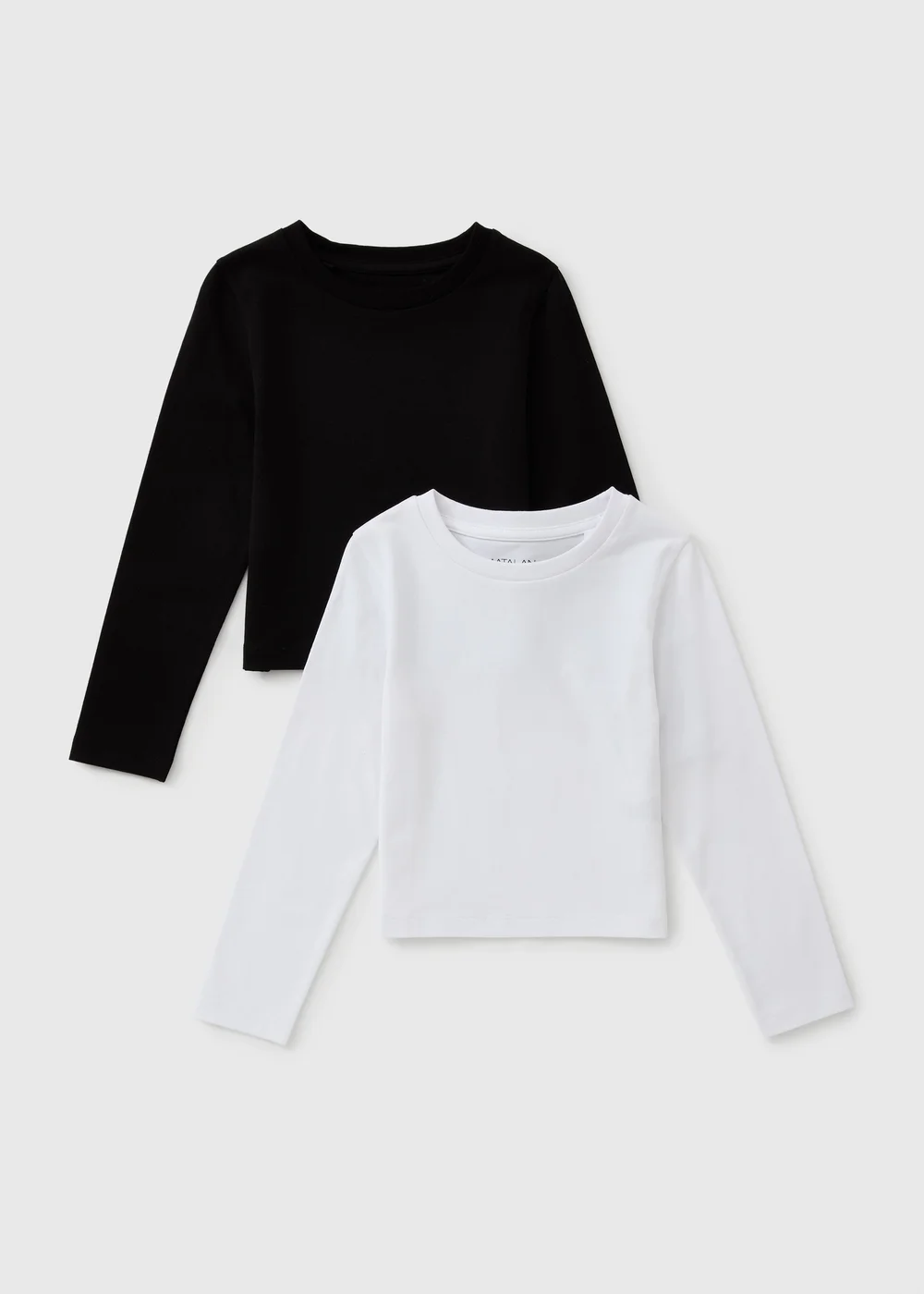 2 Pack Girls Black & White Long Sleeve T-Shirts (7-15yrs) - 7 Yrs Image 1