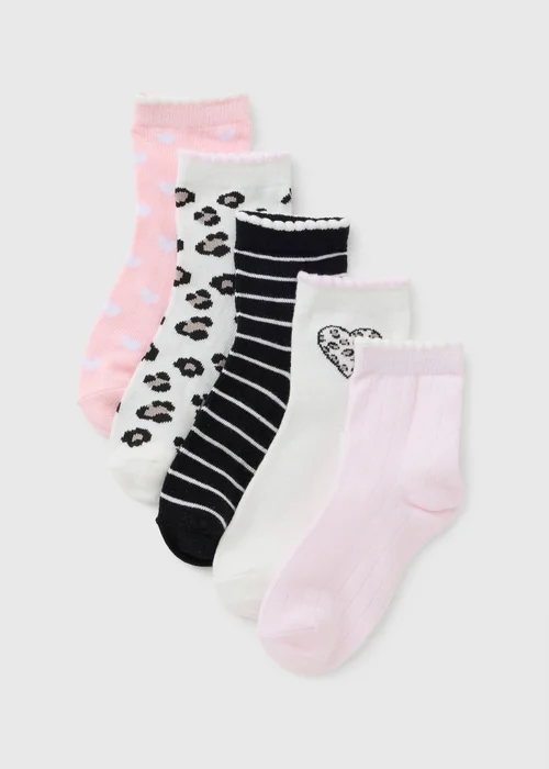 5 Pack Girls Ankle Socks (Younger 6-Older 6.5) - 6-8.5 Image 1