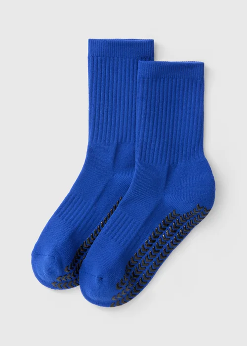 Blue Football Grip Ankle Socks - 6-8.5 Image 1
