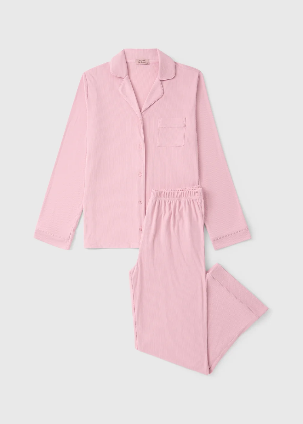Pink Cosy Ribbed Traditional Pyjama Set - XS Image 1