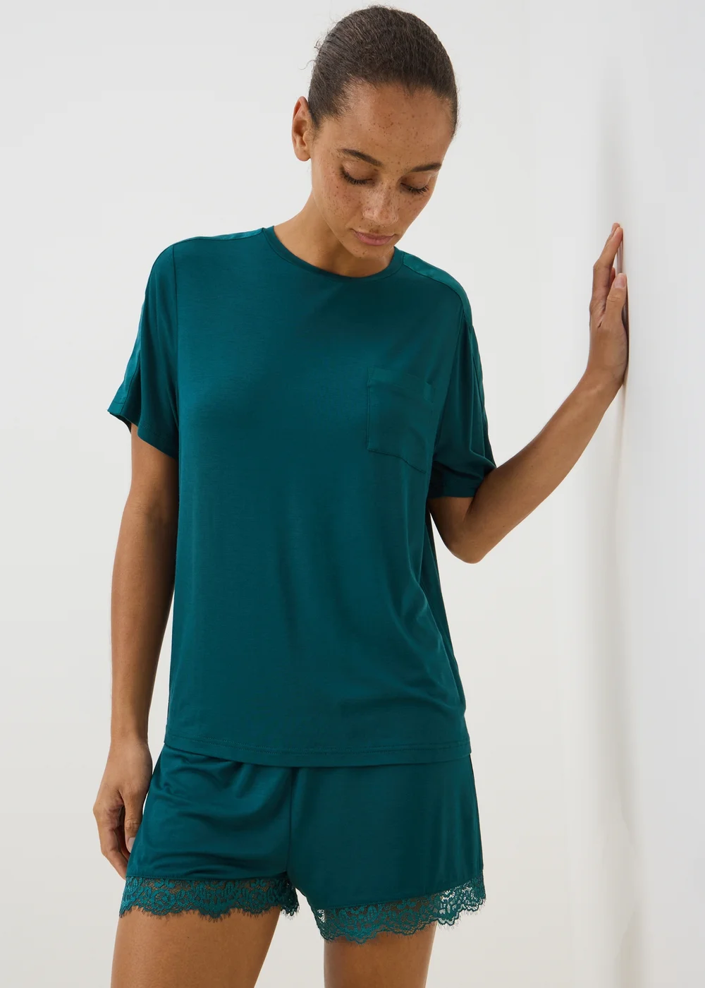 Teal Lace Pyjama Shorts - XS Image 1