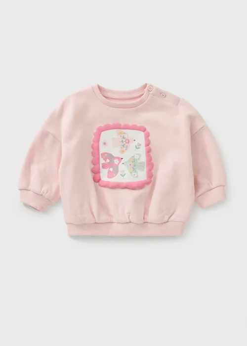 Baby Pink Bird Sweatshirt (0-23mths) - Up to 1 Month Image 1