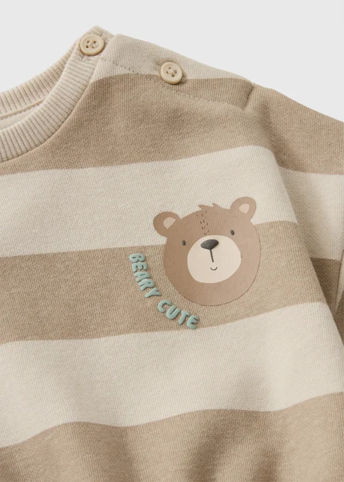 Baby Stone Teddy Bear Stripe Sweatshirt (0-23mths) - Up to 1 Month Image 2