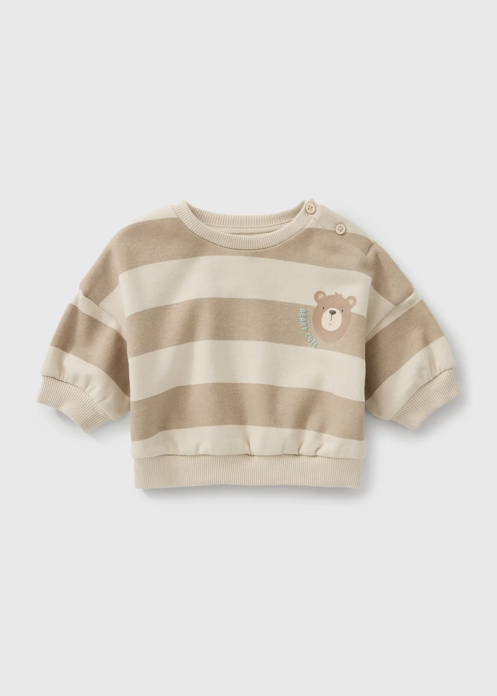 Baby Stone Teddy Bear Stripe Sweatshirt (0-23mths) - Up to 1 Month Image 1