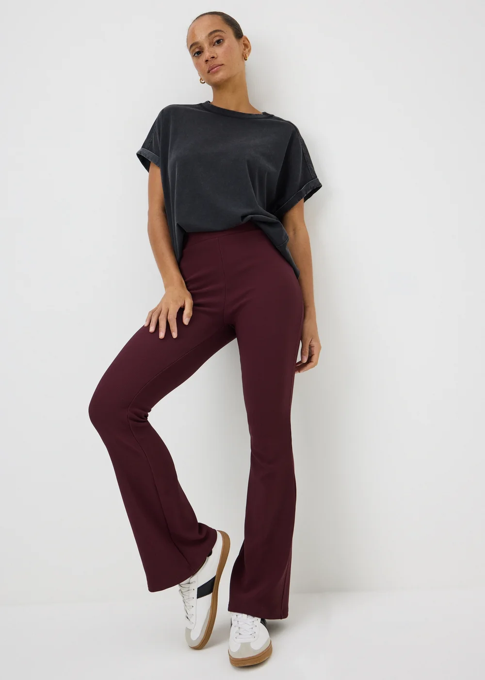 Burgundy Flared Leggings - 8 Image 1