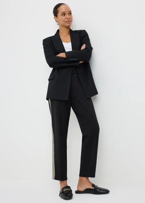 Black Side Stripe Ponte Tapered Trousers - 8 Image 1