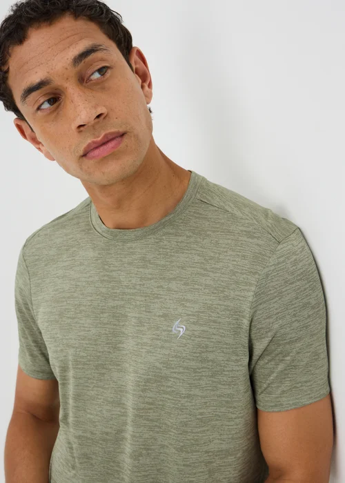 Souluxe Khaki Two Tone Textured Sports T-Shirt - XS Image 3