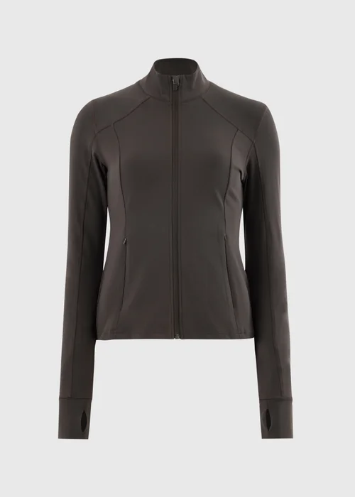 Souluxe Chocolate Brown Funnel Neck Zip Through Sports Jacket - 8 Image 2