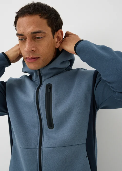Souluxe Blue Panel Zip Up Co Ord Hoodie - XS Image 3