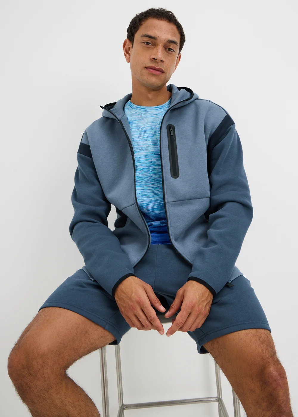 Souluxe Blue Panel Zip Up Co Ord Hoodie - XS Image 1