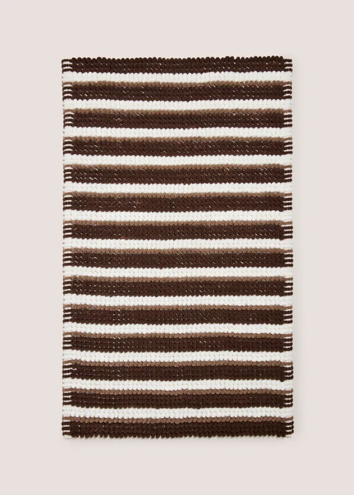 Brown Stripe Chenille Bath Mat Image 1