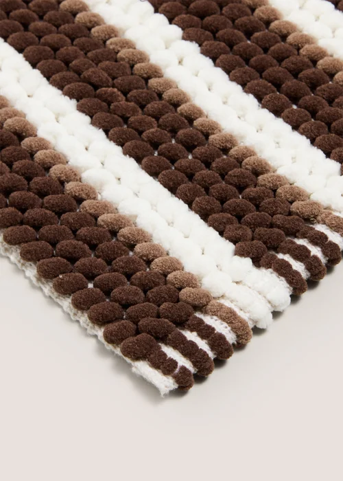 Brown Stripe Chenille Bath Mat Image 2