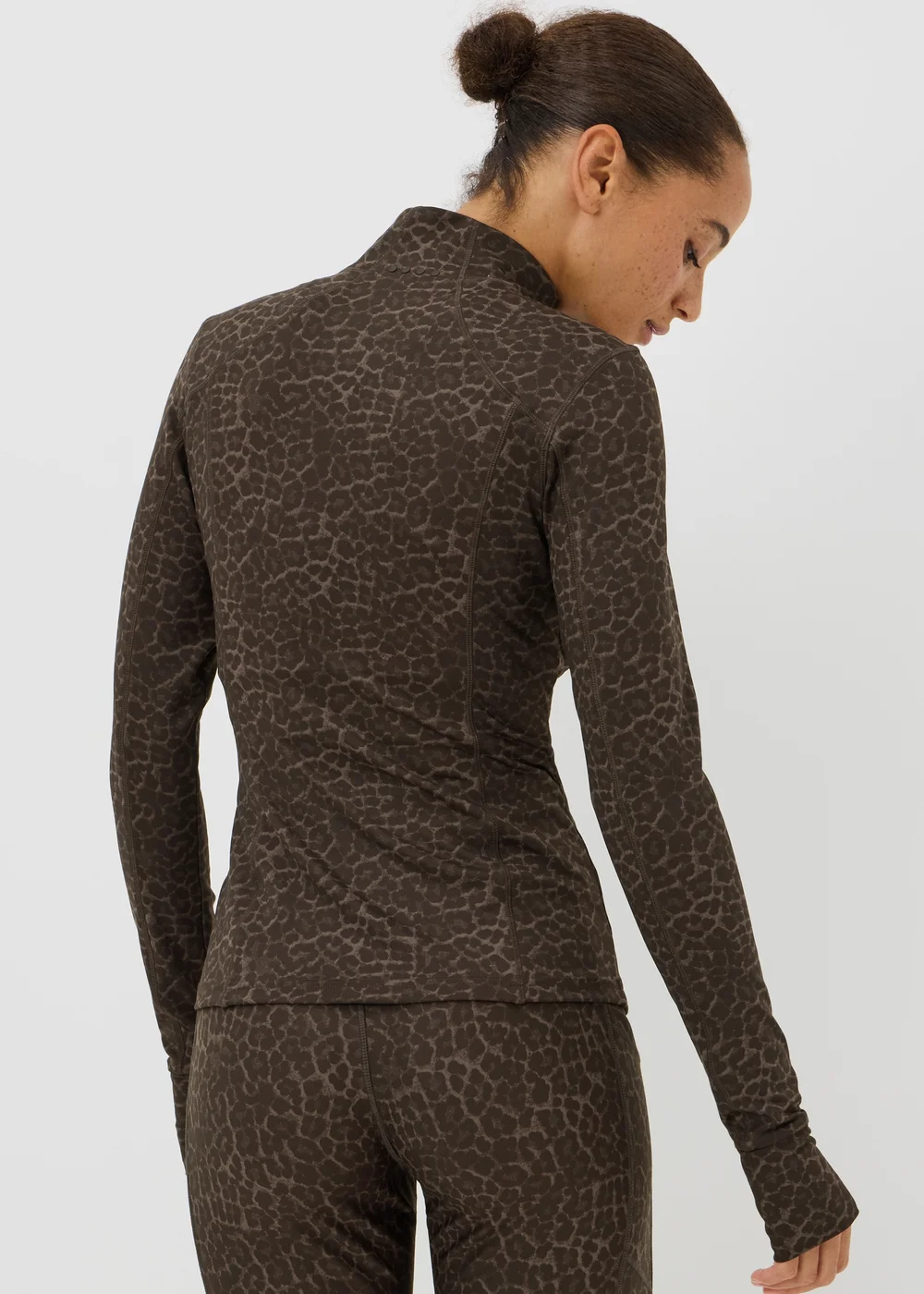 Souluxe Brown Leopard Print Funnel Neck Zip Through Sports Jacket - 6 Image 1