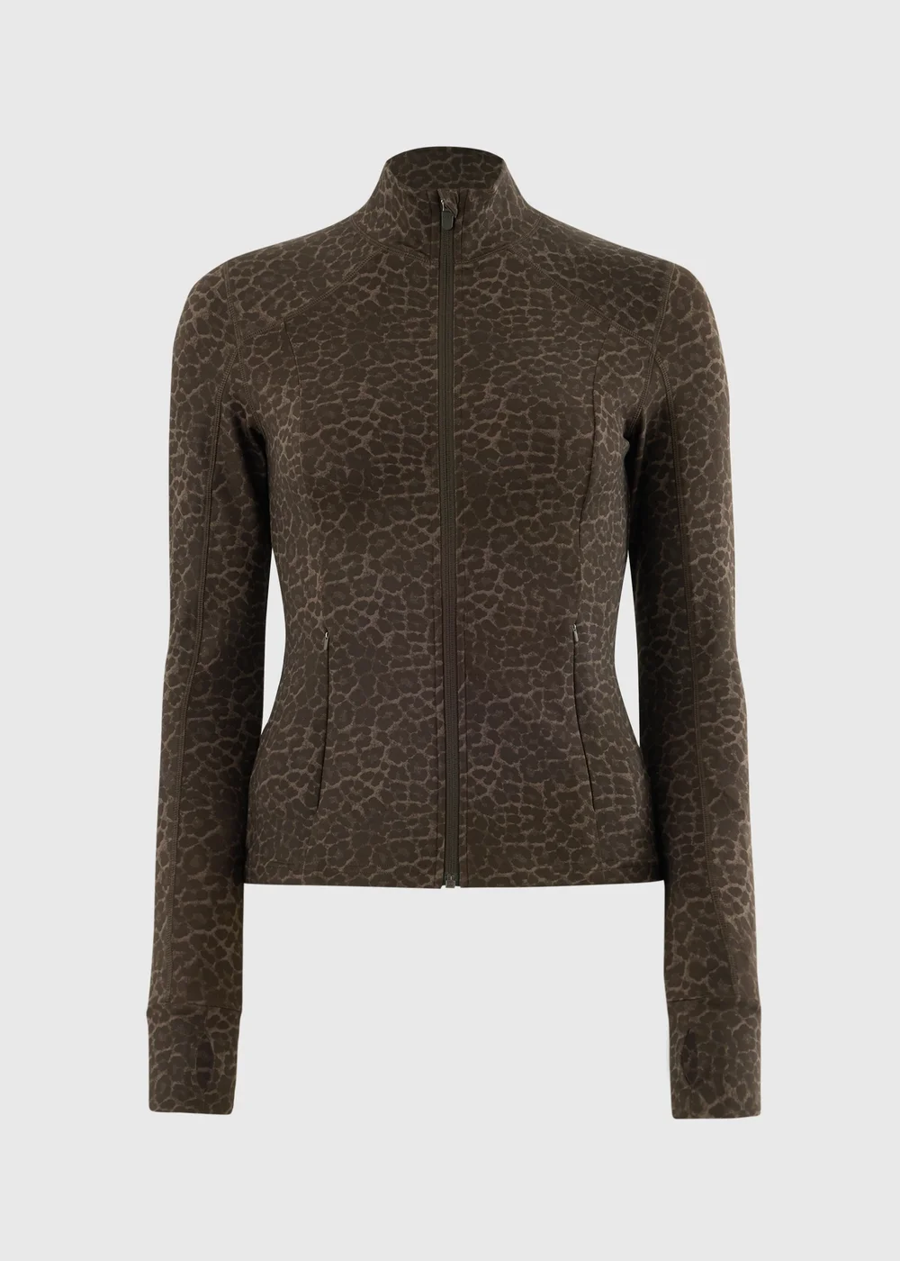 Souluxe Brown Leopard Print Funnel Neck Zip Through Sports Jacket - 6 Image 2