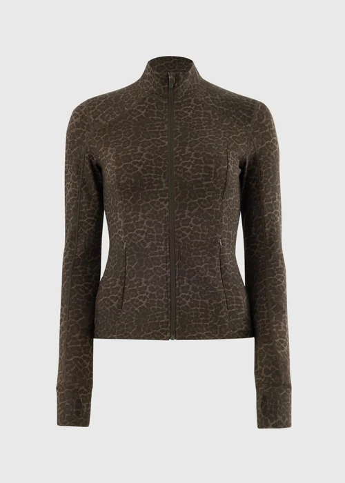 Souluxe Brown Leopard Print Funnel Neck Zip Through Sports Jacket - 6 Image 2