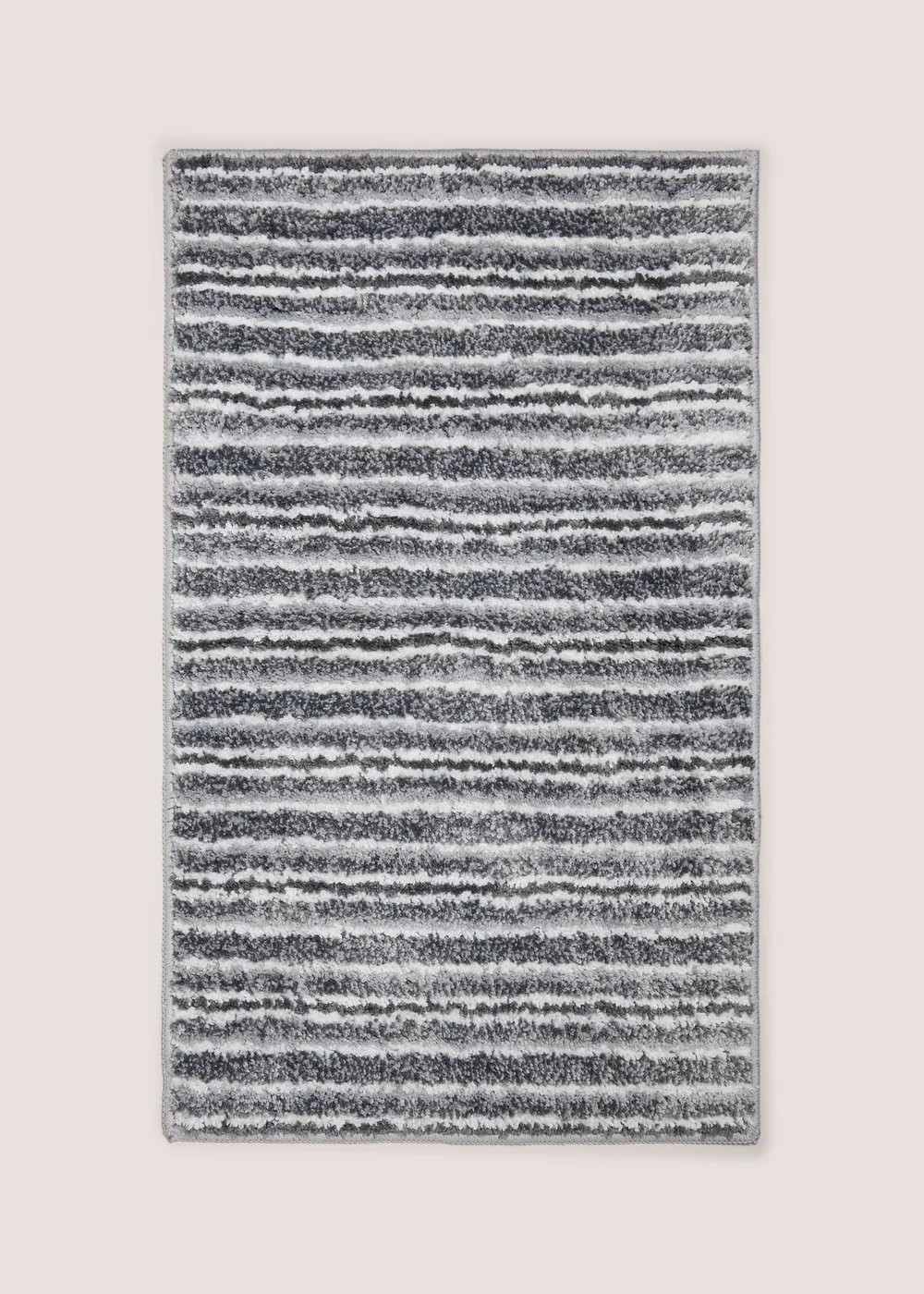 Grey Tufted Striped Bath Mat Image 1