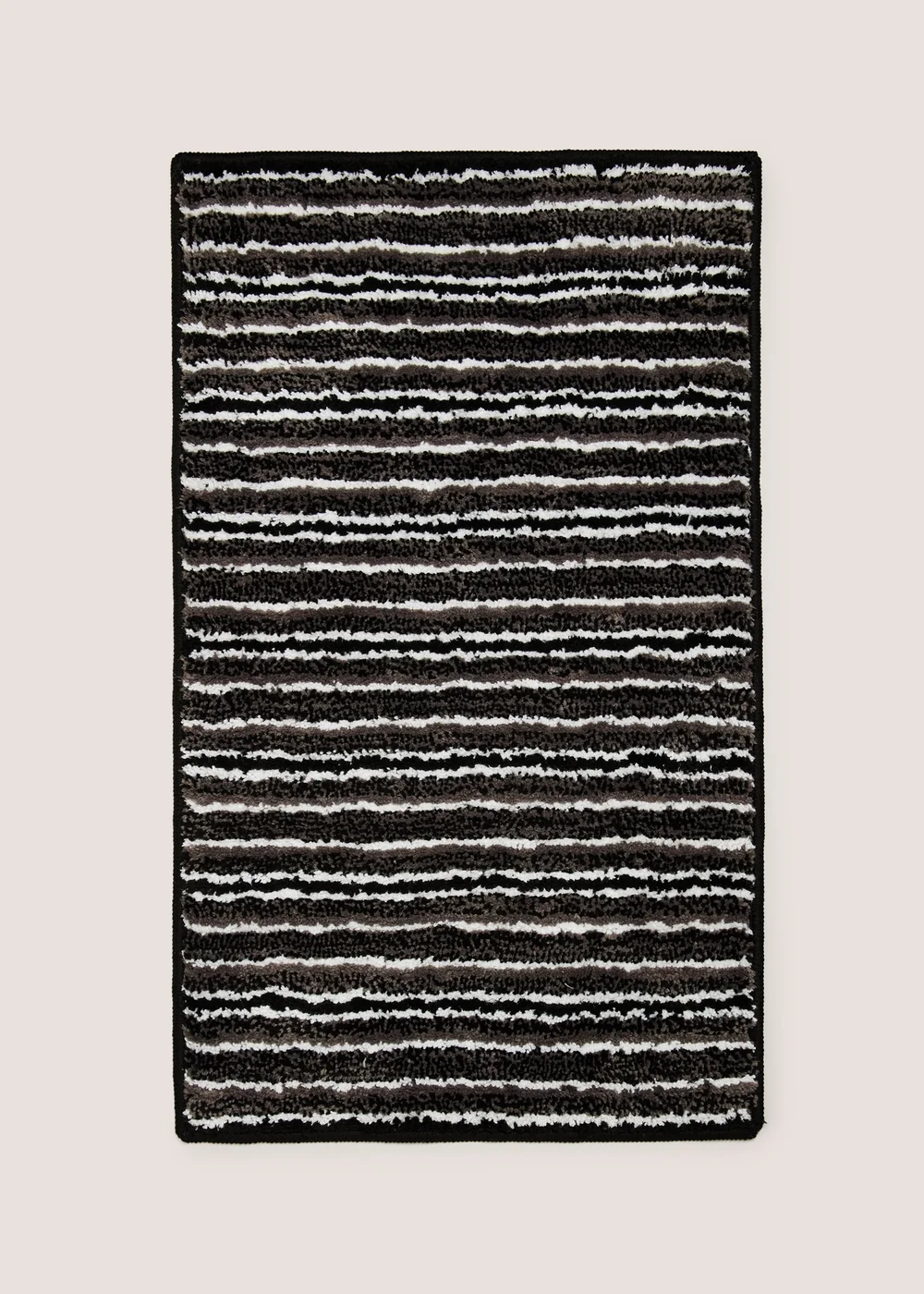 Black Tufted Striped Bath Mat Image 1
