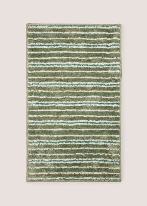 Sage Green Tufted Stripe Bath Mat Image 1